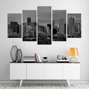 Denver Colorado Large Wall Art, Cityscape Art Print, Modern City Print Canvas, Denver Colorado Skyline, Skyscrapers House, Living Room Decor