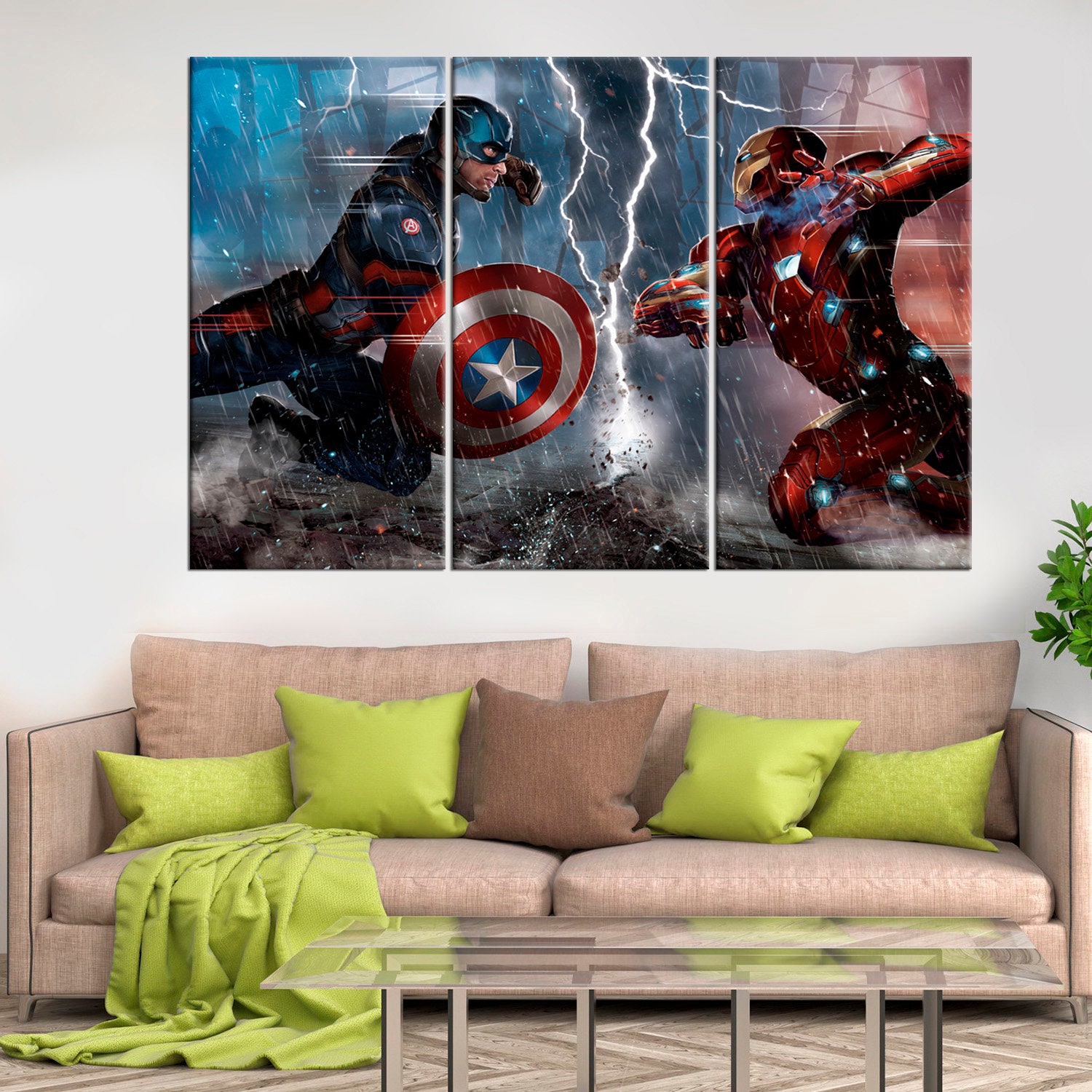 Captain America Civil War Wall Art Decor Superhero Modern Wall | Etsy