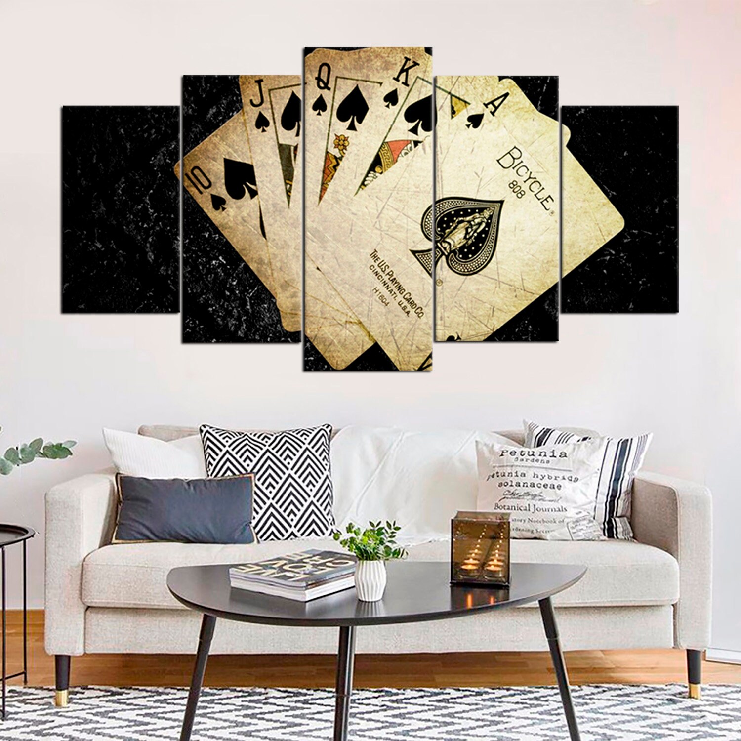 Playing cards Framed Canvas Prints Triptych Wall Art Abstract Etsy