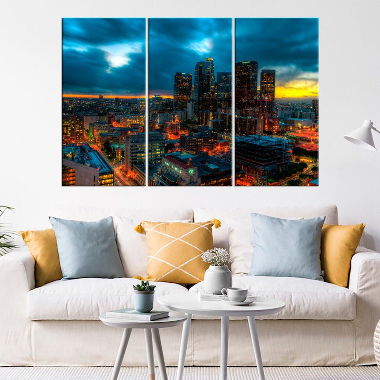 Los Angeles Sunset Stretched Canvas Print Set Los Angeles | Etsy