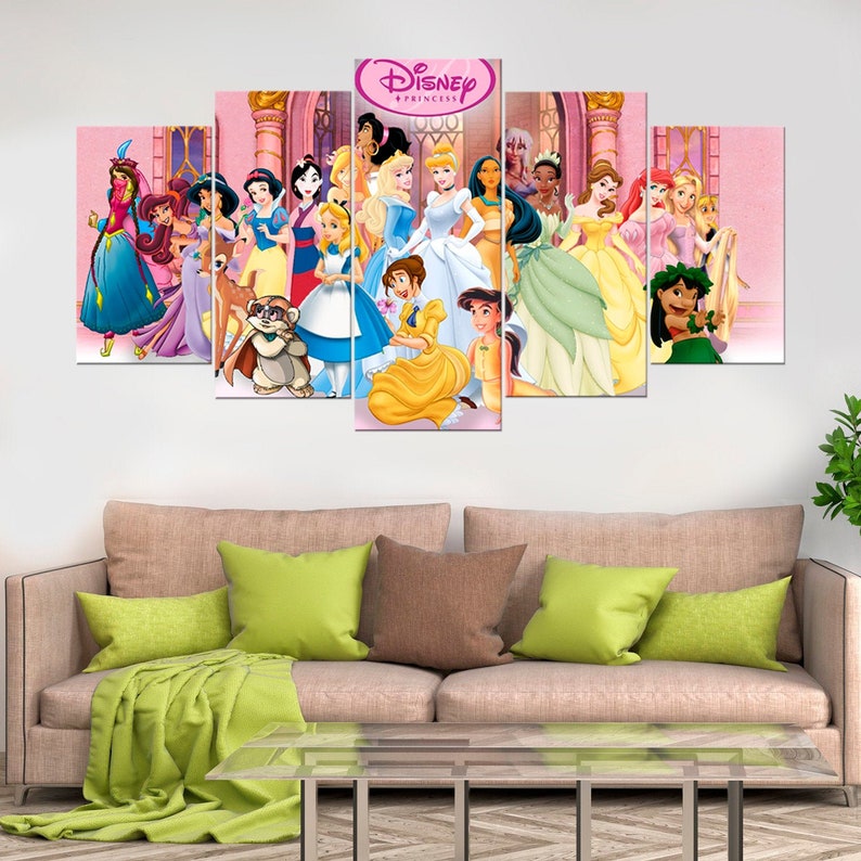Disney Princess Framed Print Nursery wall art Cartoon Print Etsy