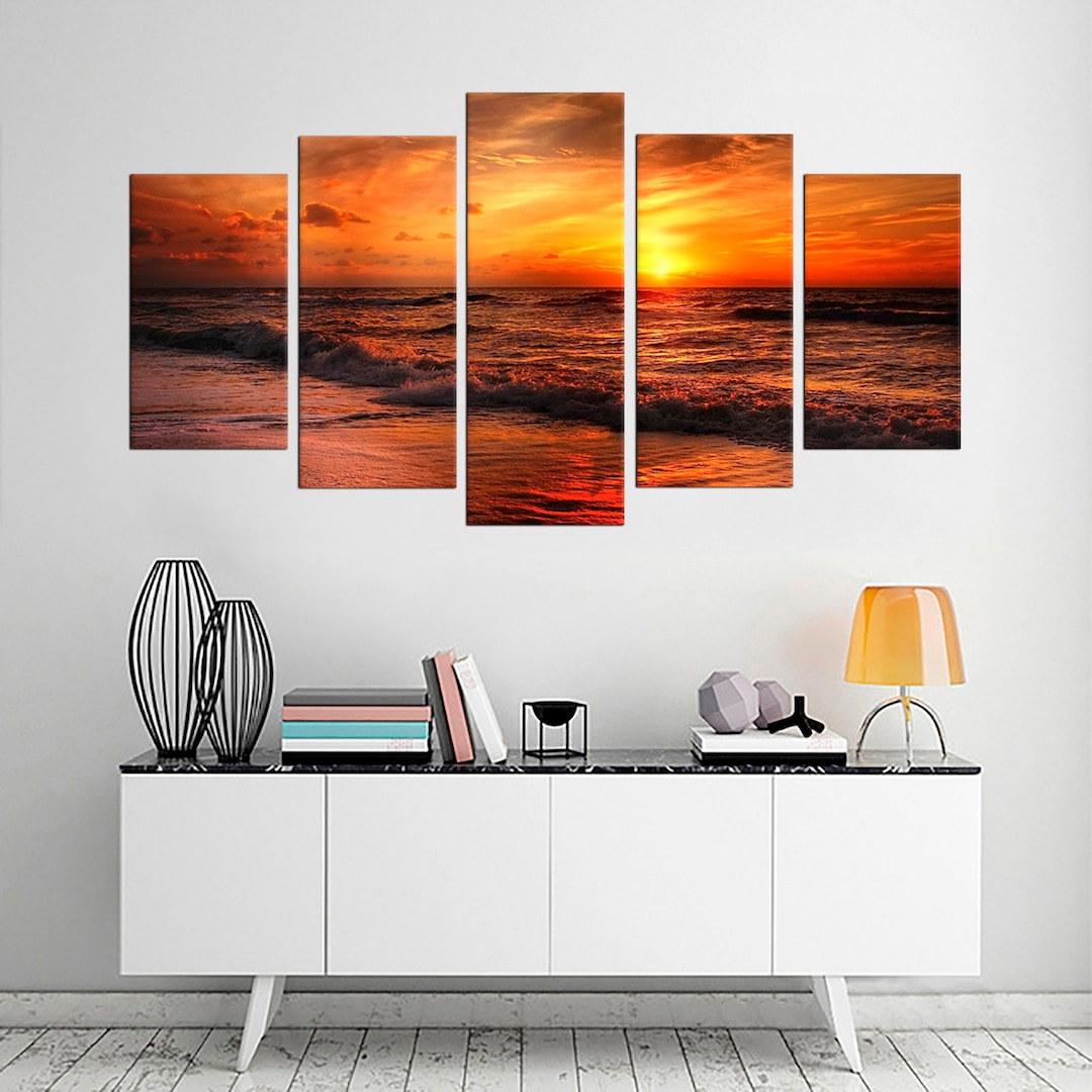 Wave Beach Canvas Wall Art, Sea Sand Art Print, Decor for Home Office ...
