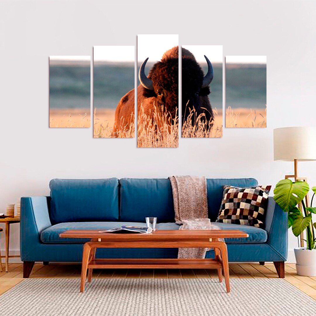 Yellowstone Bison Large Wall Art, American Buffalo Printed on Canvas ...
