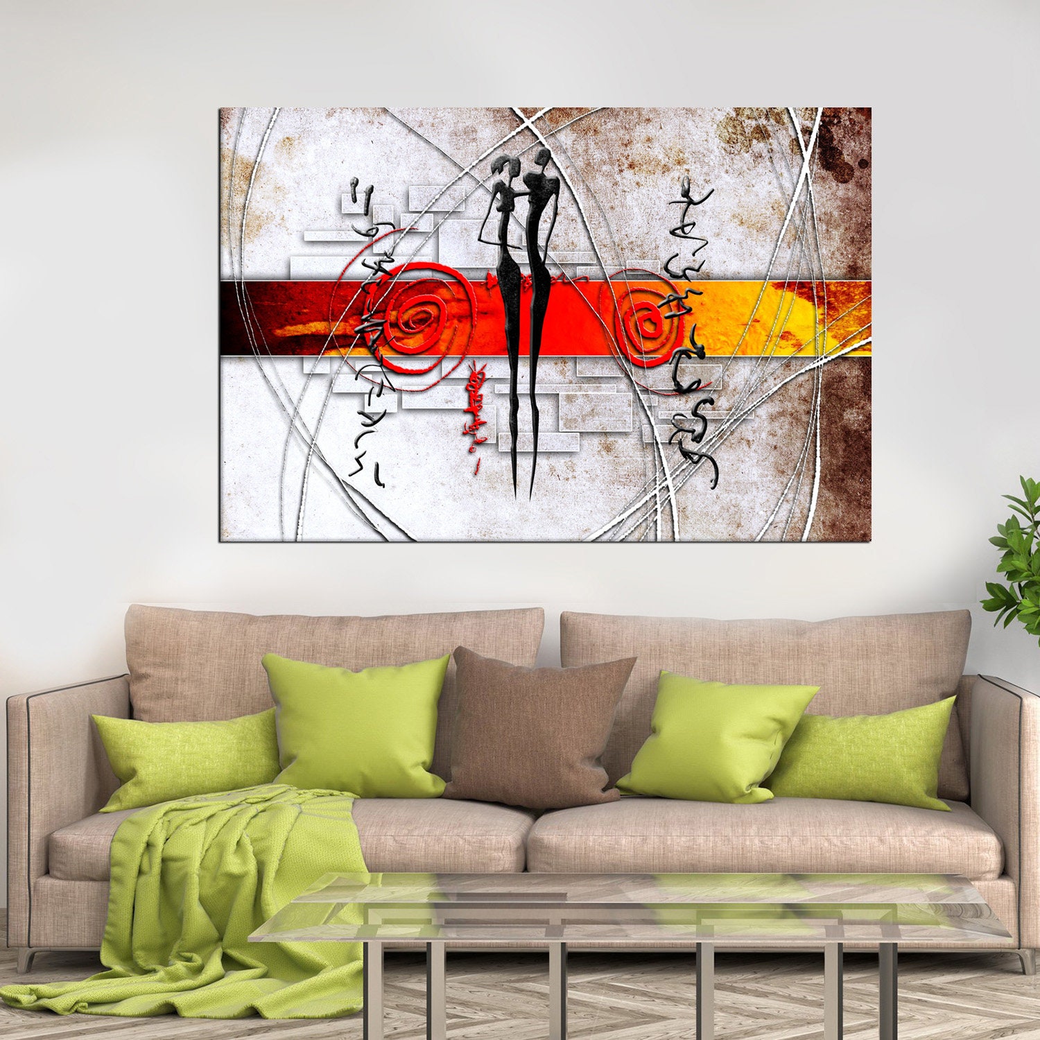 African Ethnic Framed Wall Decor Contemporary Artwork Interior Etsy