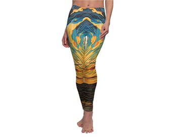 Abstract Sunset Leggings, Sun Rays Athletic Pants, Sun Art Yoga Pants, Stretch Leggings, Polyester Spandex Casual Leggings