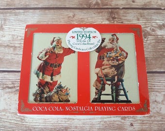 Vintage 1994 Coca Cola Santa Cards in Collectible Tin