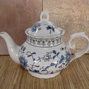 Country Cottage Cottage Core Teapot Collector Blue and White Ceramic Teapot Blue Floral Teapot Grandmillennial