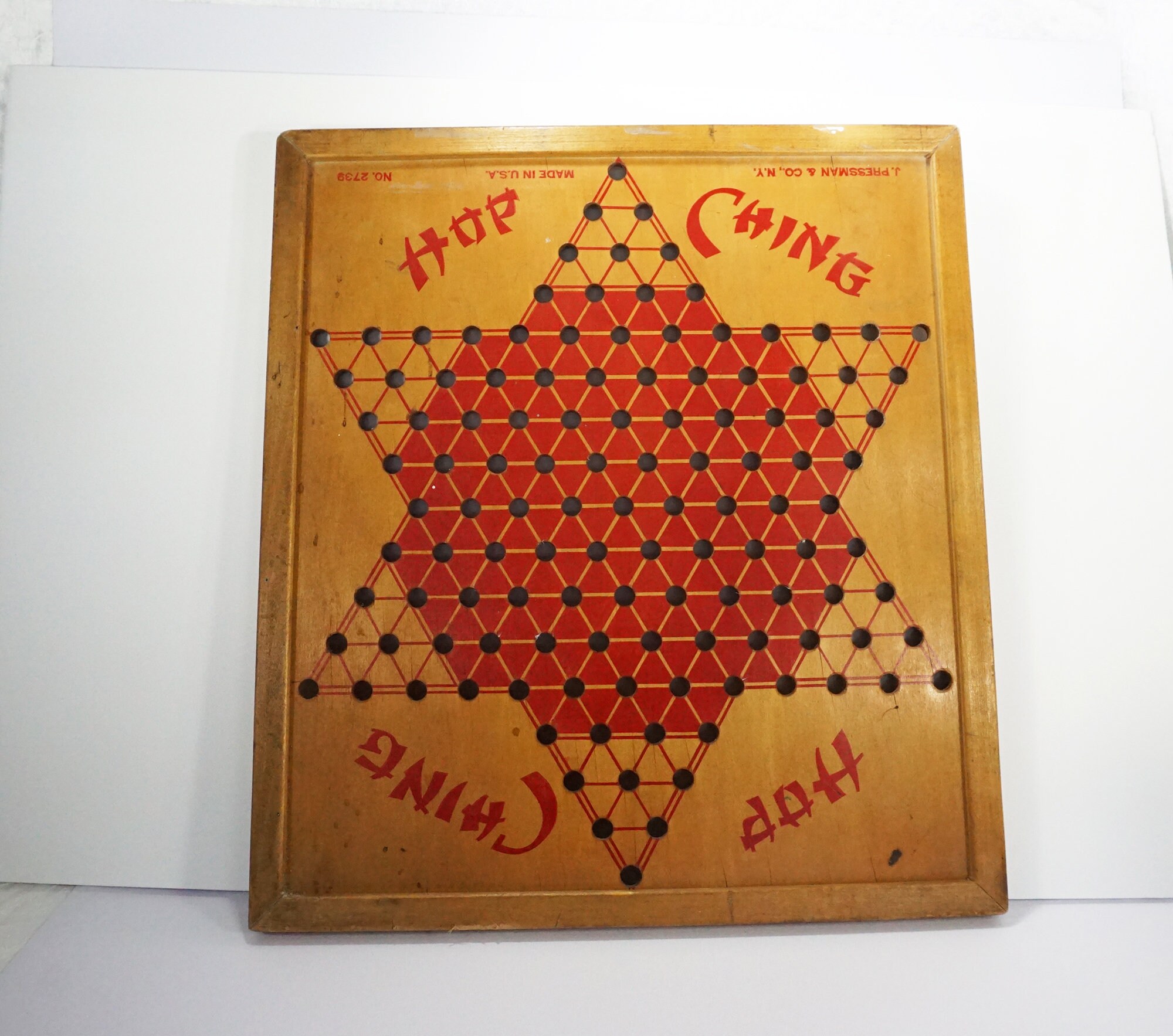 Vintage Wood Chinese Checkers Board Hop Ching Checkers Wood Etsy