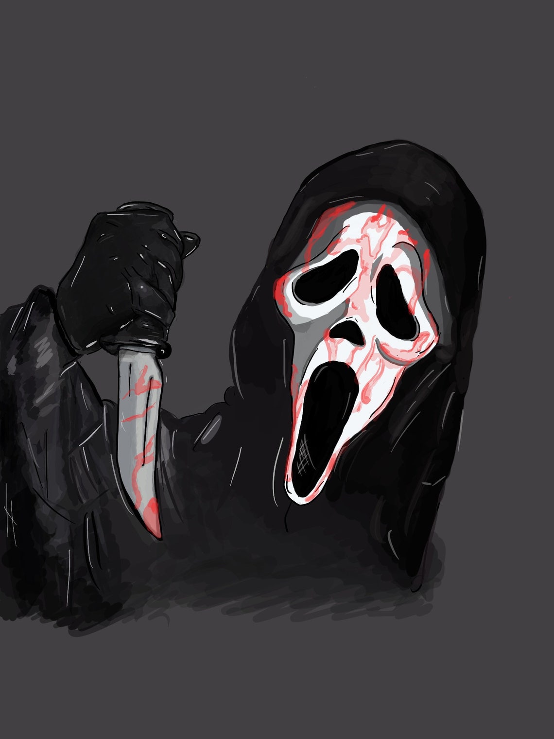 Ghostface A5 scream series bloody portrait print Etsy
