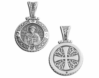 Silver Pendant 925 Saint Spyridon | Christian Greek Orthodox Pendant