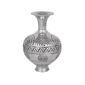 Vaso in argento sterling arcaico 13x8,5 cm • Vaso decorativo • Regalo per decorazioni per la casa e l&#39;ufficio
