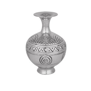 Vaso in argento sterling arcaico 14,5x9 cm • Vaso decorativo • Regalo per decorazioni per la casa e l&#39;ufficio