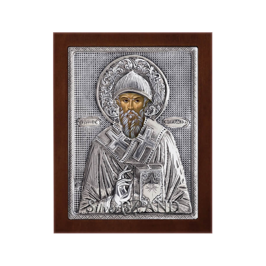 Saint Spyridon Greek Orthodox Silver Icon 20x16cm - Etsy