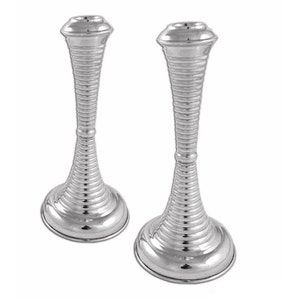 Sterling Silver CandleStick Set with 2 holders • Ribbed Candlestick Holders  • Home Decor Gift