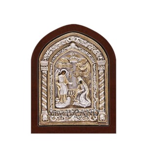 The Annunciation of Tinos Greek Orthodox Silver Icon 23x18cm (Gold Plated)