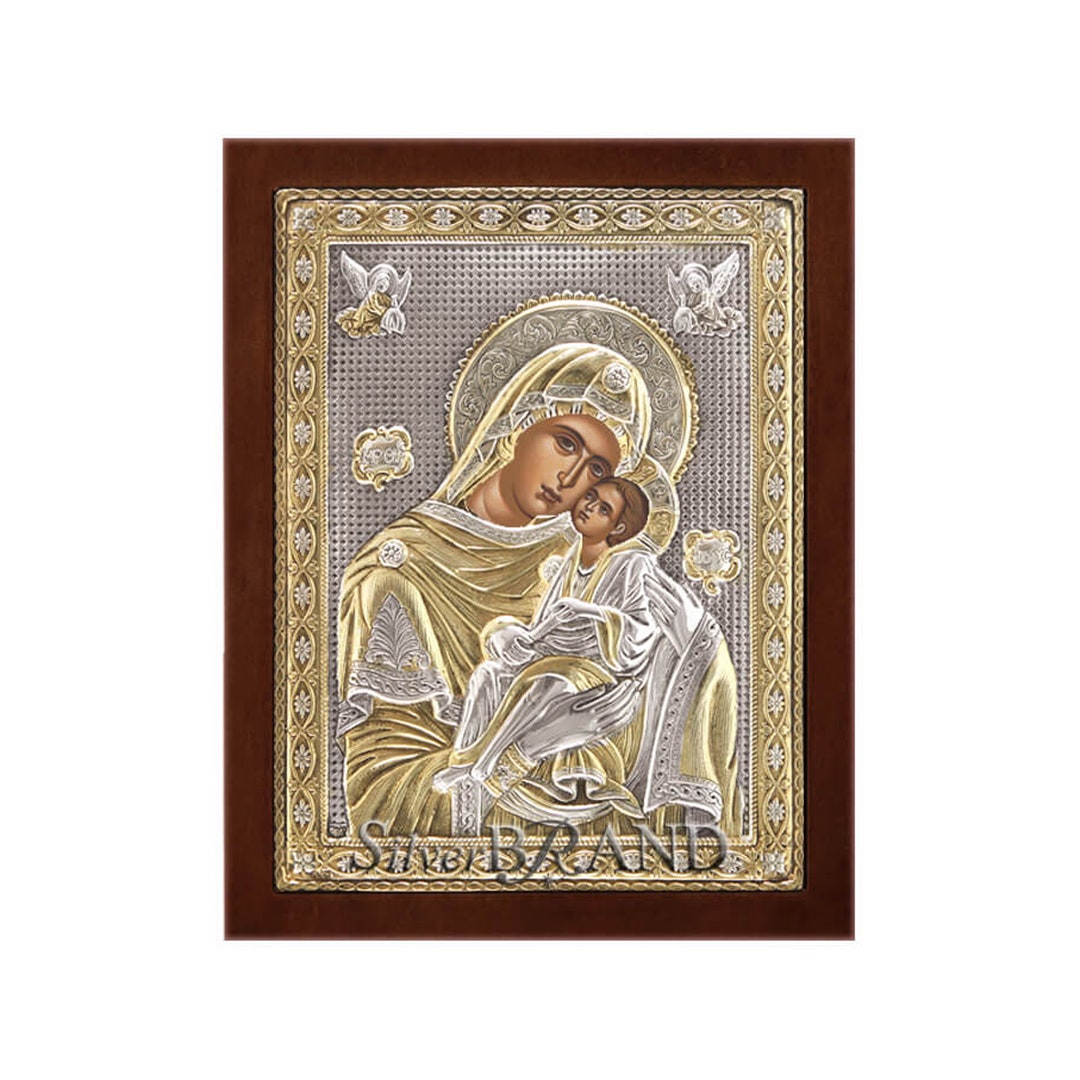 Sainte Vierge Marie En Plaqué Argent - Icône Religieuse Pour Prière Ou Décoration