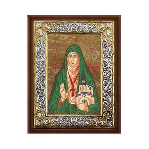 Saint Elisabeth Greek Orthodox Silver Icon Hagiography 26x20cm