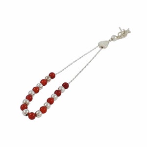 Greek Komboloi Carneol Red Beads - Sterling Silver Worry Beads, Rosary, Stress Beads, Anxiety Relief, Meditation Beads