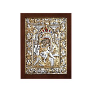 Virgin Mary Theotokos Axion Esti Greek Orthodox Silver Icon 24x19cm (Gold Plated)
