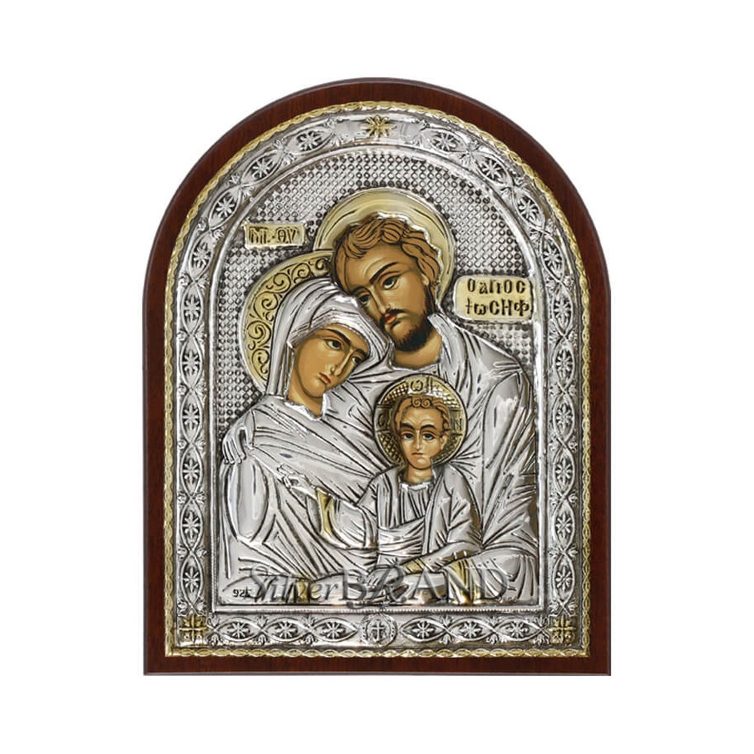 The Holy Family Greek Orthodox Silver Icon 23x18cm (gold Plated) - Etsy