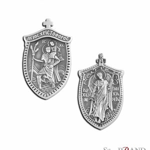 Silber anhänger 925 Saint Christopher - Erzengel Michael | Christlich griechisch orthodoxer Anhänger
