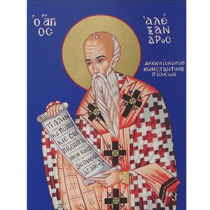 Saint Alexander Wooden Icon - Greek Orthodox Byzantine Style Wall Hanging 24x18cm