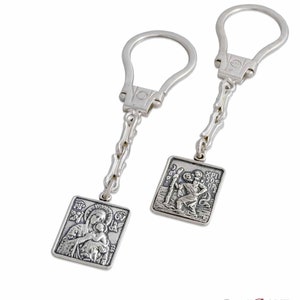 Silver Lucky Car Charm Key ring - Saint Christopher & Virgin Mary - Car Keychain