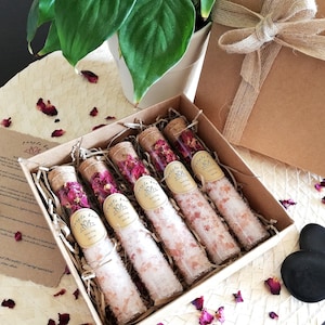 Rose Hug Bath Salt in Sample Test Tube Sea Salt/Himalayan Salt/Rose Petals Natural Soak/Wedding favour/Birthday/Bridesmaid/Mothers Day