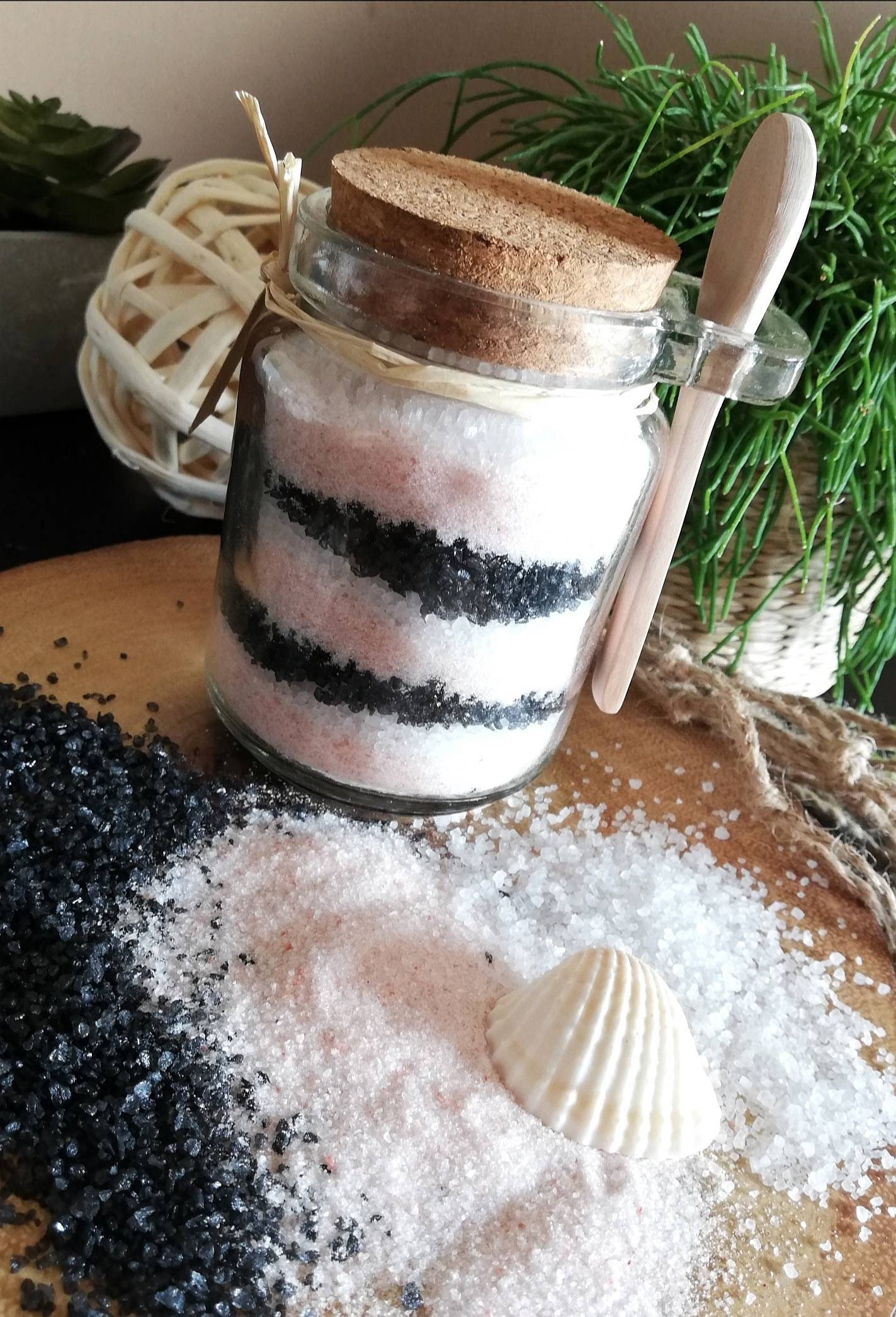 Mineral Sandy Bath Salt in Glass Jar/Spoon Black Hawaiian Etsy