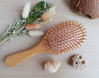 Spazzola per capelli in bambù naturale con setole di bambù - Pettine per capelli naturali - Massaggia il cuoio capelluto - Antibatterico - Capelli sani