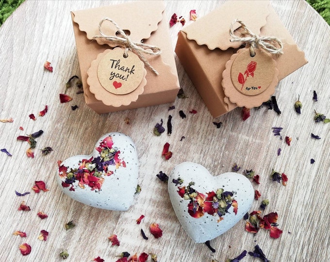 Heart Shaped Bath Bomb | Little Handmade Natural Gift | Aromatherapy Ritual Soak | Customised Message Tag | Unique spa favour