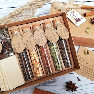 Winter Mulled Wine Spices Kit Gift Box or Sample Warm Spices Gift Set Gift for wine lover Hot Red Wine Spices Valentines gift image 1