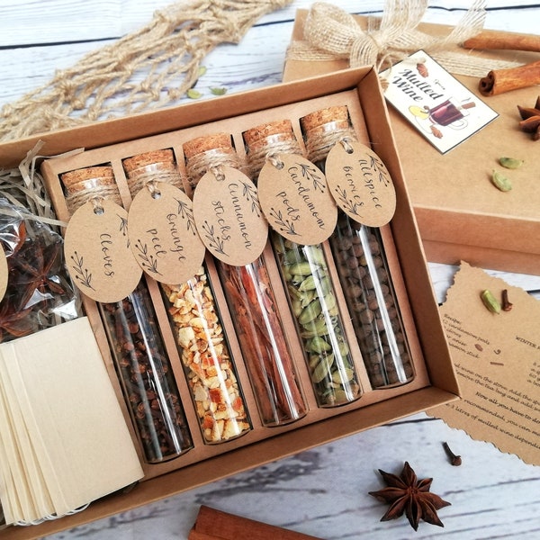 Winter Mulled Wine Spices Kit Gift Box or Sample -  Warm Spices Gift Set - Gift for wine lover - Hot Red Wine Spices - Valentines gift
