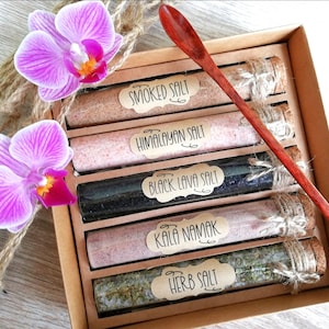 Gourmet Salt Collection Gift Set Box Sampler Pack van 5 Lavazout/Kala Namak/Himalaya/Gerookt Zout/Kruidenvoedsel Kookzout Moederdag