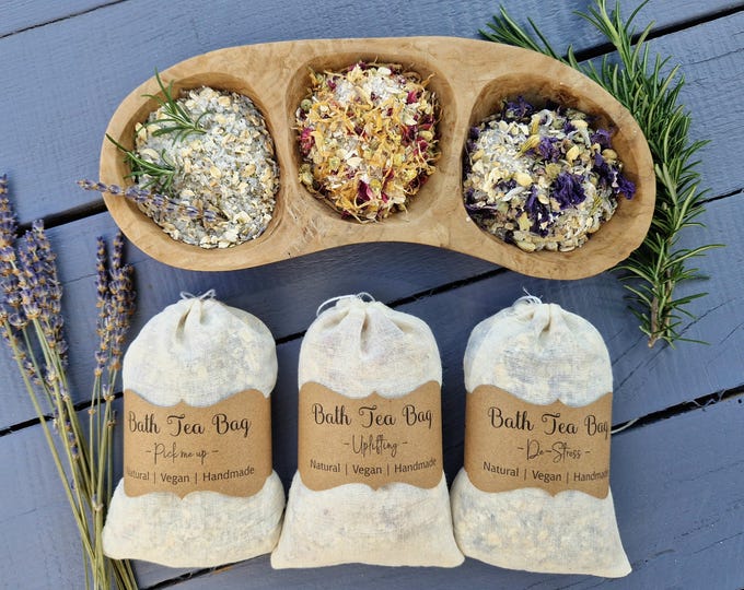 Jumbo Herbal Bath Tea Bag | Natural Oat Soak | Botanical Herbs & Petals in Pure Cotton Muslin Sachets | Luxurious Gift Spa Box