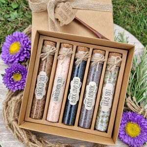 Zestaw upominkowy Gourmet Salt Collection | Opakowanie 5 próbek | Sól lawowa, Kala Namak, Himalajska, wędzona i ziołowa | Gotowanie | Prezent dla szefa kuchni