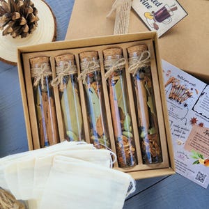 Boîte-cadeau d&#39;épices pour vin chaud d&#39;hiver ou échantillon en tube de verre | Kit d&#39;épices pour vin chaud | Party - Cadeaux de mariage d&#39;hiver - Épices pour vin chaud à faire soi-même