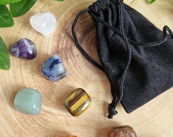 Ensemble de sept pierres pour chakras - Yoga et méditation pour les chakras - Cristaux équilibrants et harmonisants - Décoration d&#39;intérieur naturelle Boohoo