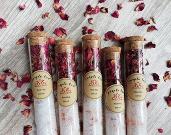 Rose Hug Bath Salts: Himalayan & Dead Sea Salt, Essential Oils (Sample Tube)