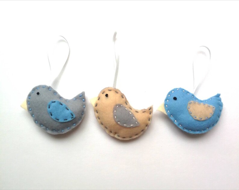 Plush Felt Bird Decorations Handmade Birds Nursery Decor Felt Animals