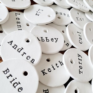 Clay Name Tags, Personalised Gift Tags, Wedding Table Setting Names, Handmade Custom Tags, Pantry Labels, Jar Labels, Place Names