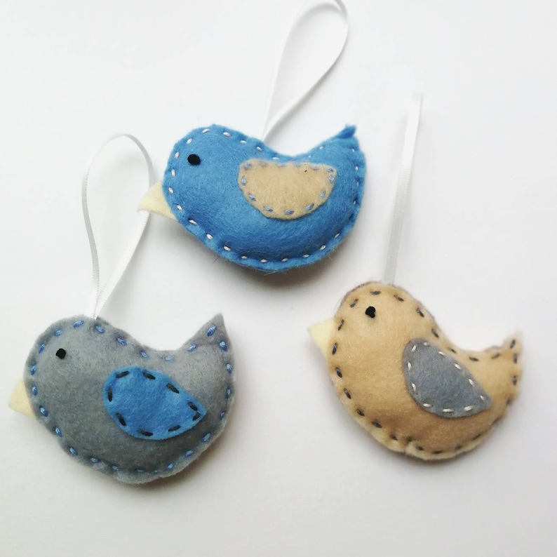 Plush Felt Bird Decorations Handmade Birds Nursery Decor Felt Animals