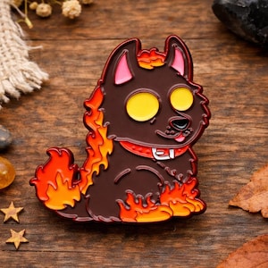 Hell Hound Enamel Pin, Dungeons and Dragons Pin Badge, Dog Mythology Supernatural Lapel