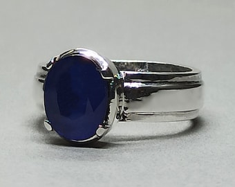 4.5 Karat natürlicher Saphir-Ring: Handgemachtes Sterlingsilber, September Geburtsstein