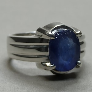 3,5 carati zaffiro naturale 925 zaffiro argento fatto a mano Mens anello settembre Birthstone blu zaffiro anello Neelam anello regalo per lui