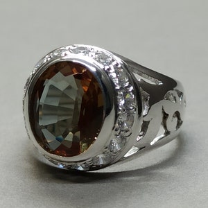 4 Carat Alexandrite with Zircons Ring 925 Sterling Silver Handmade Women Ring June Birthstone Ring Color Changing Gemstone Ring Gift for Her