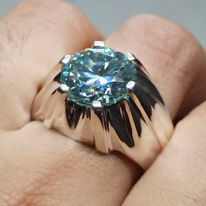 5.5 Carat Certified Moissanite Diamond 925 Sterling Silver Handmade Men Ring Wedding Ring Anniversary Gift For Him Diamond Ring Heavy Ring