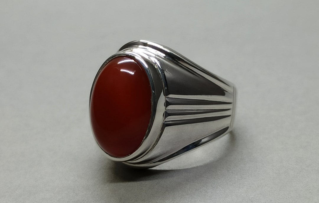 Brown Carnelian Ring 925 Sterling Silver Handmade Men Ring Etsy UK