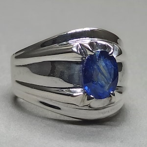 Zaffiro naturale 925 argento sterling fatto a mano uomo anello settembre Birthstone anello zaffiro blu anello Neelam anello regalo di anniversario per lui