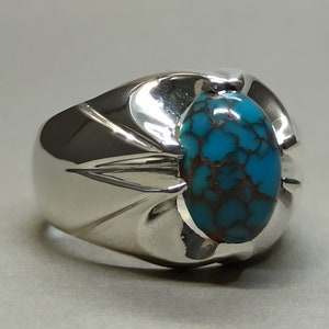 8 Carat Natural Egyptian Turquoise 925 Sterling Silver Handmade Men Ring Unheated Untreated Turquoise Ring Feroza Ring Birthday Gift For Him